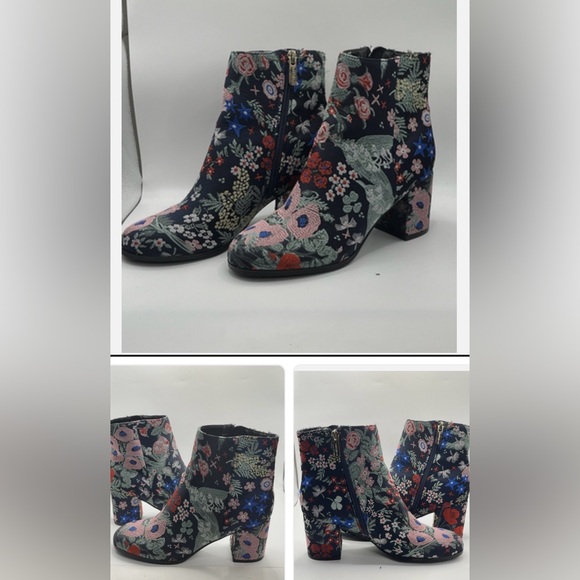 Indigo Rd Floral Embroidered Block Heel Ankle Boots Bootie Boho – Women's 7 - Picture 7 of 7